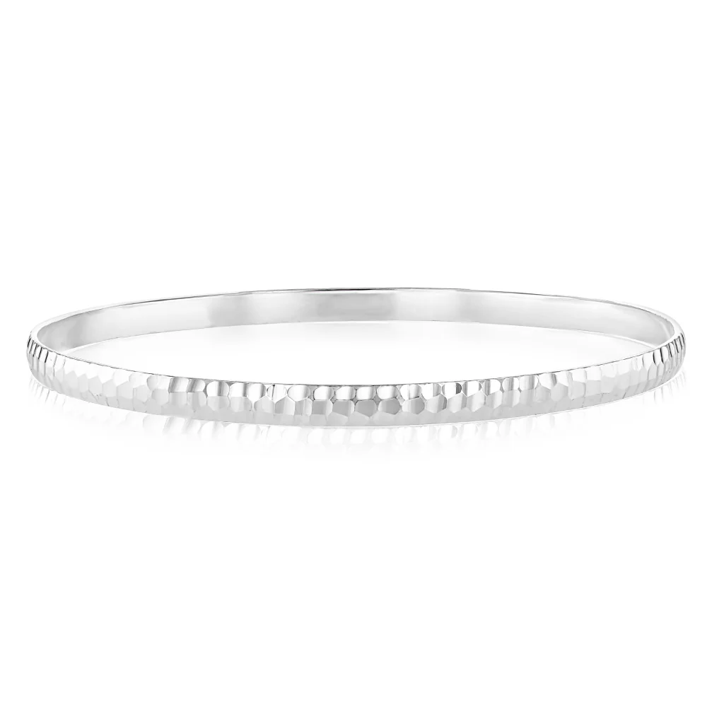 Sterling Silver Textured Bangle 65mm