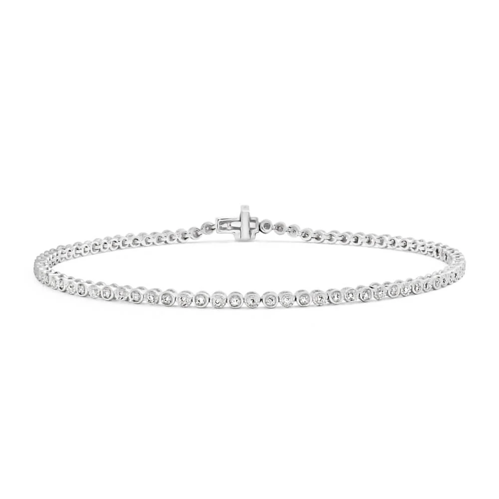 9ct White Gold 1/4 Carat Charming Tennis Bracelet 18cm