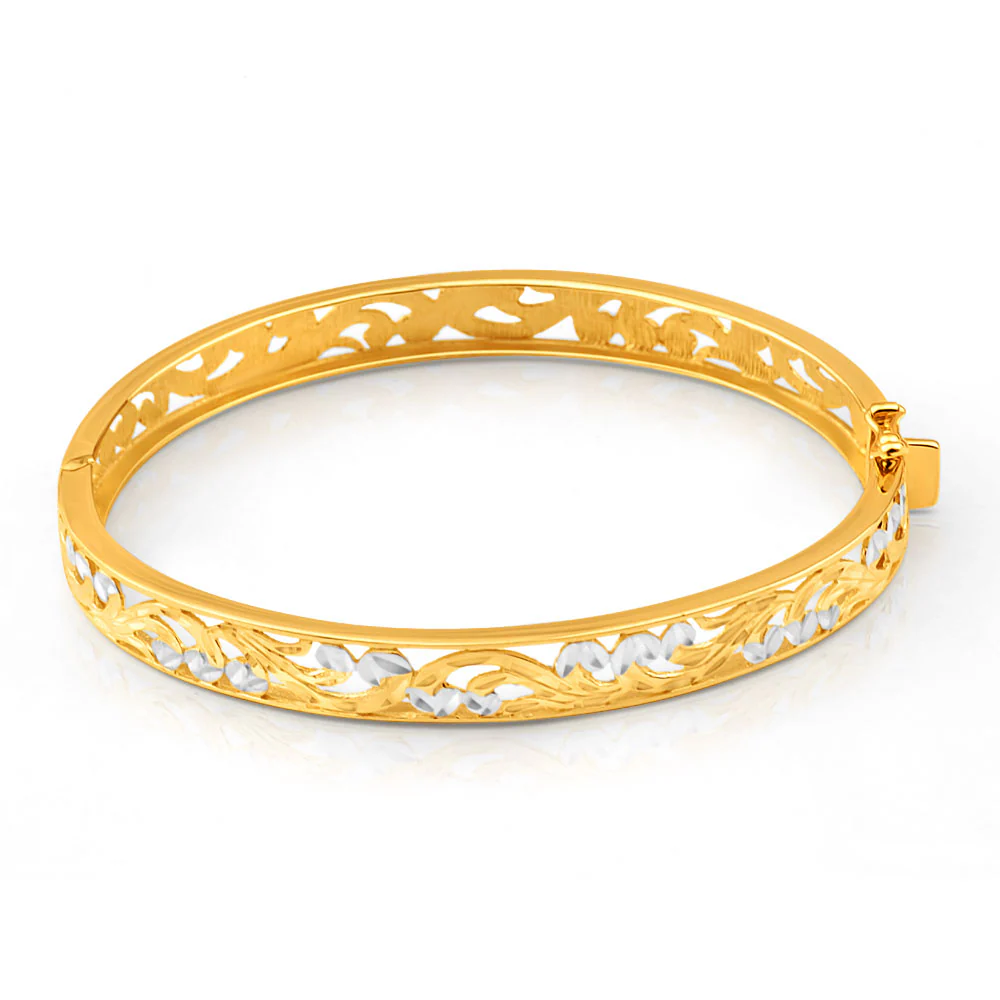 9ct Yellow & White Gold Oval Bangle