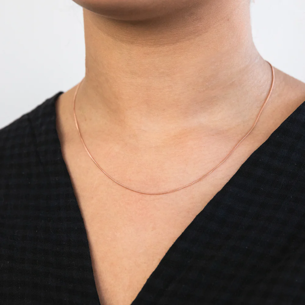 Sterling Silver & Rose Gold Plated Curb Link Chain 45cm