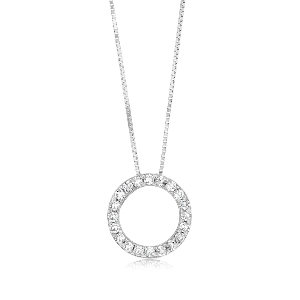 Luminesce Lab Grown 1/6 Carat Diamond Circle Pendant in 10ct White Gold