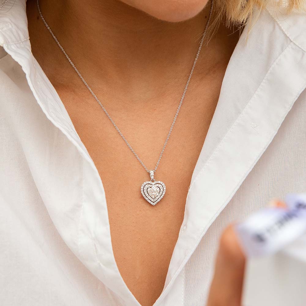 9ct White Gold Divine 1 Carat Diamond Heart Pendant