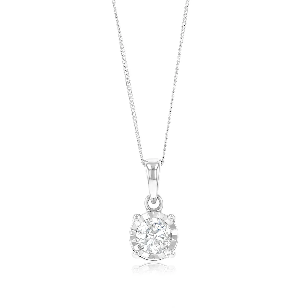 10ct White Gold 0.25 Carat Diamond Solitaire Pendant