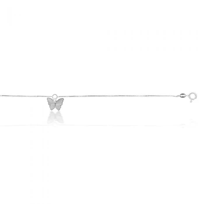 Sterling Silver Butterfly Charm Anklet 25cm