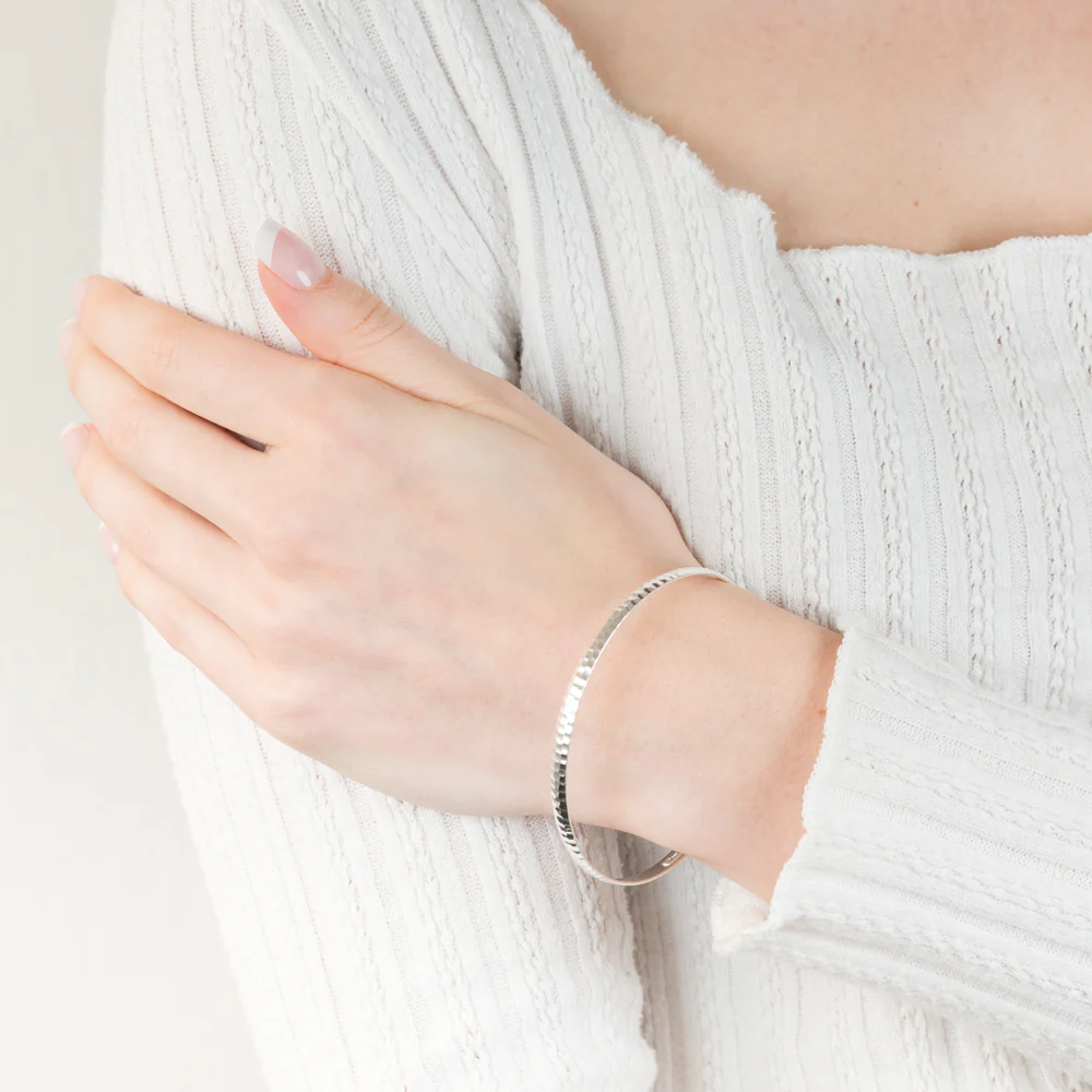Sterling Silver Textured Bangle 65mm