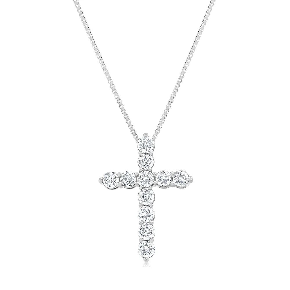 14ct White Gold 1.90 Carat Diamond Cross Pendant