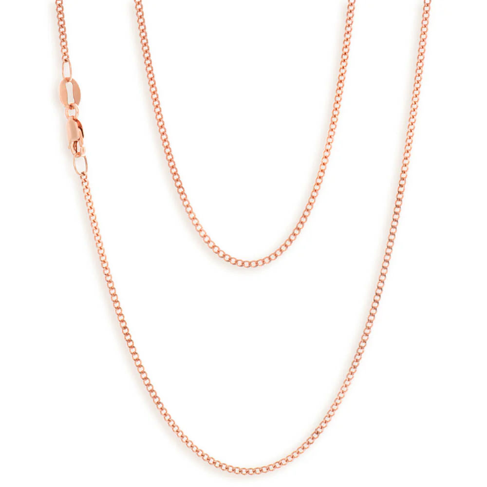 9ct Rose Gold Diamond Cut 45cm Curb Chain
