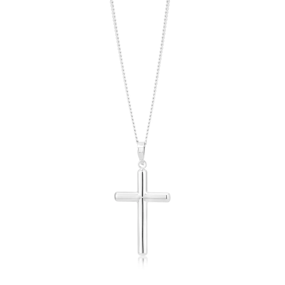 9ct White Gold Plain Cross Pendant
