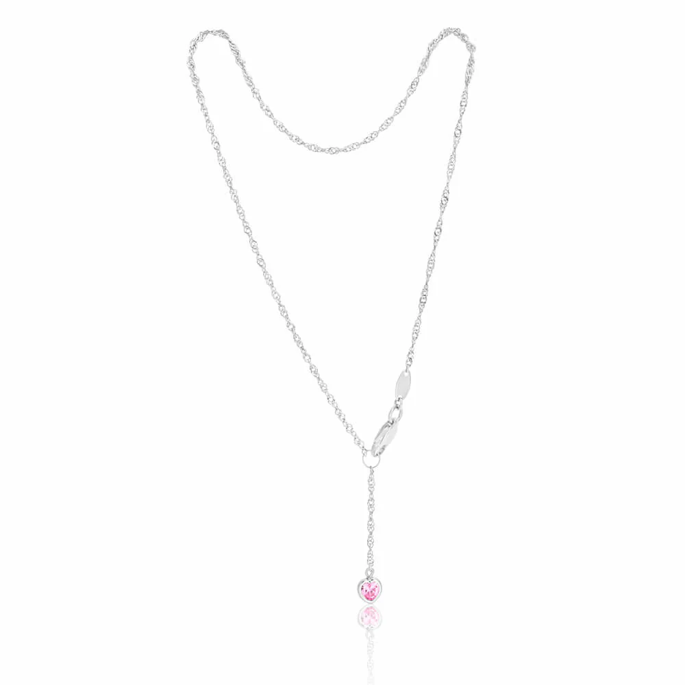 9ct White Gold Heart Charm Anklet 27cm
