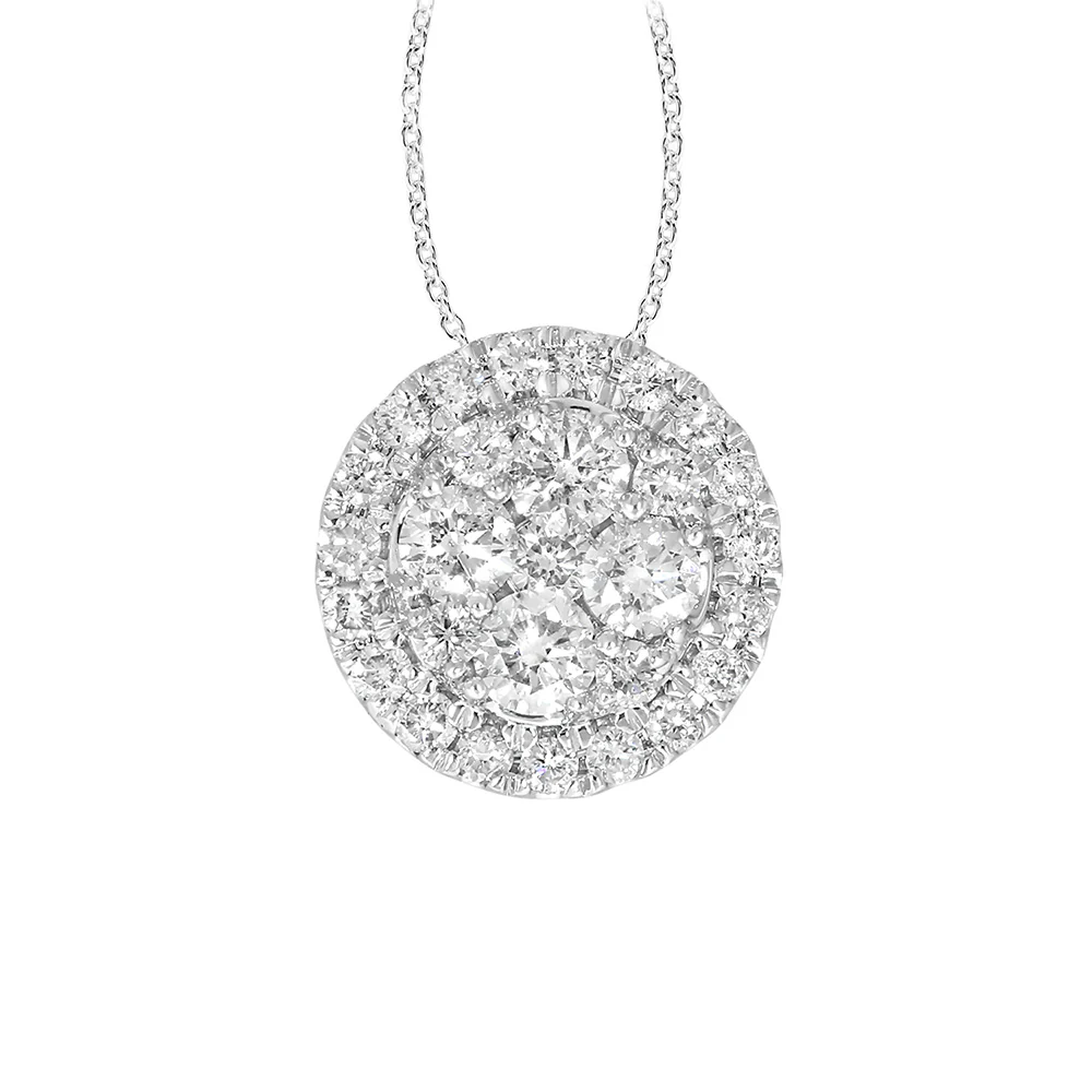 9ct White Gold 1/2 Carat Diamond Cluster Pendant