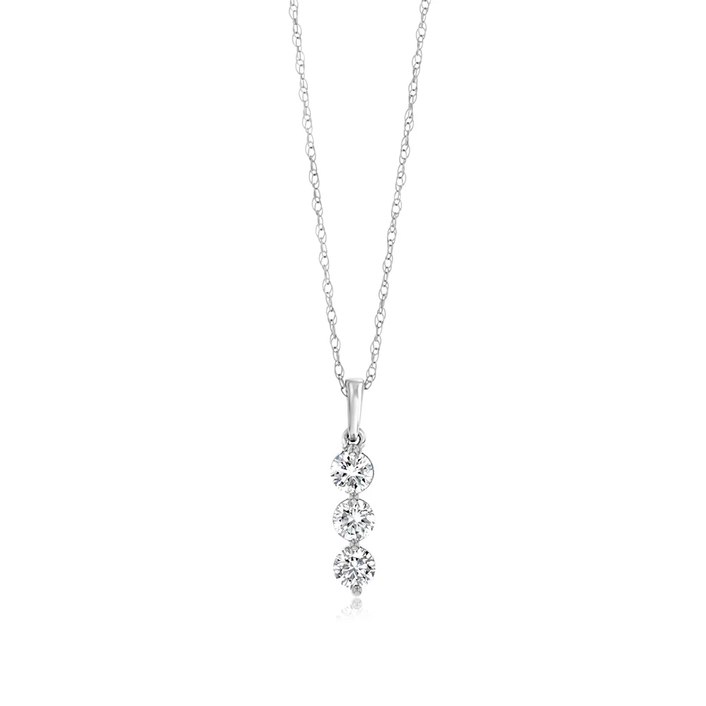 Luminesce Lab Grown 9ct White Gold 1/3 Carat 3-Stone Pendant