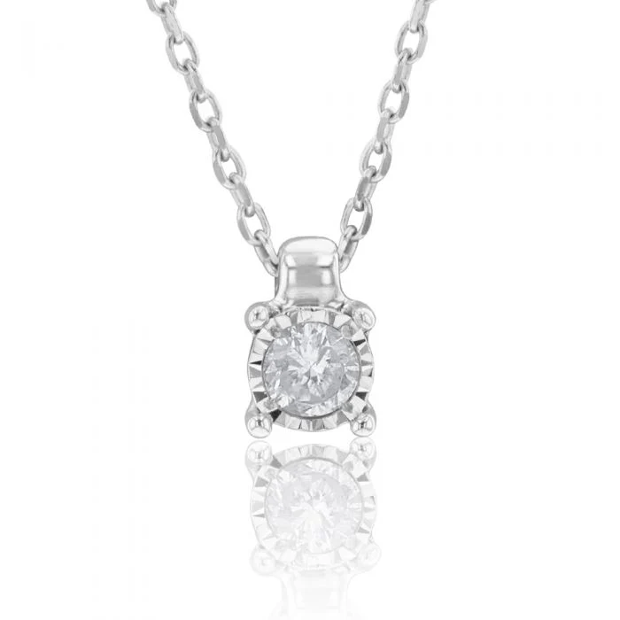 9ct White Gold Dazzling Diamond Pendant 45cm Chain