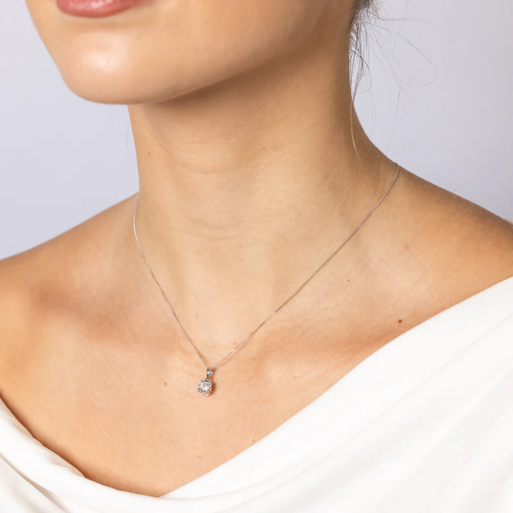 10ct White Gold 0.25 Carat Diamond Solitaire Pendant
