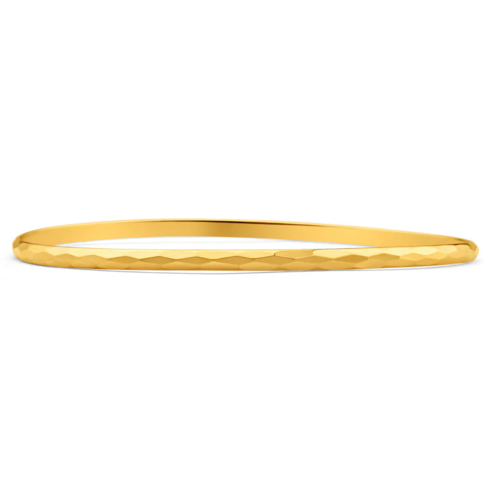 9ct Yellow Gold Faceted Bangle 65mm
