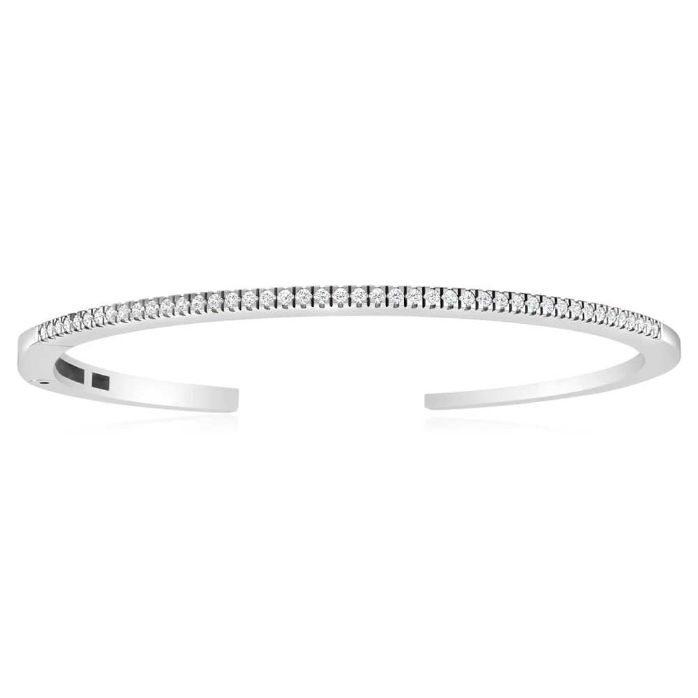 Sterling Silver CZ Open Bangle