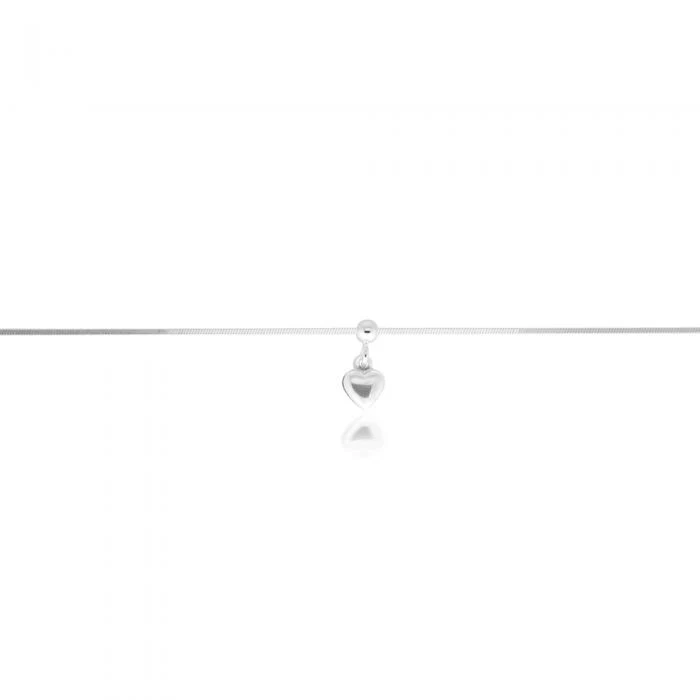 Sterling Silver Heart Charm Box Link Anklet