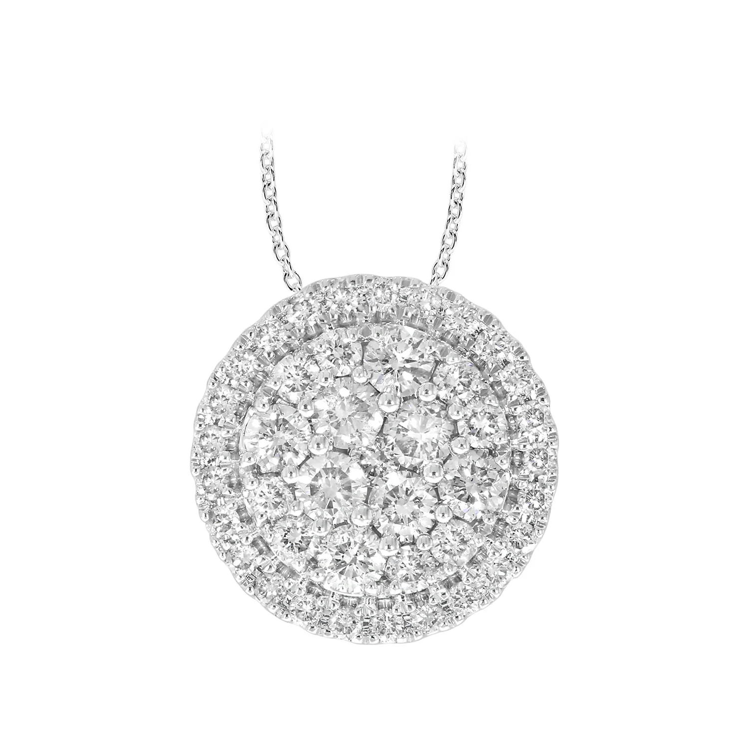 9ct White Gold 1 Carat Diamond Cluster Pendant