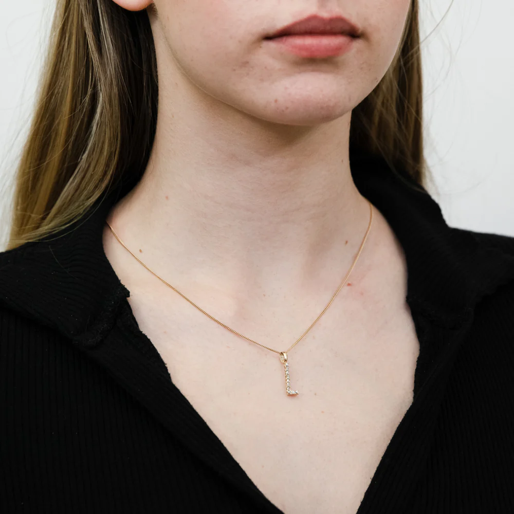 9ct Yellow And White Gold Two Tone Diamond Cut Initial 