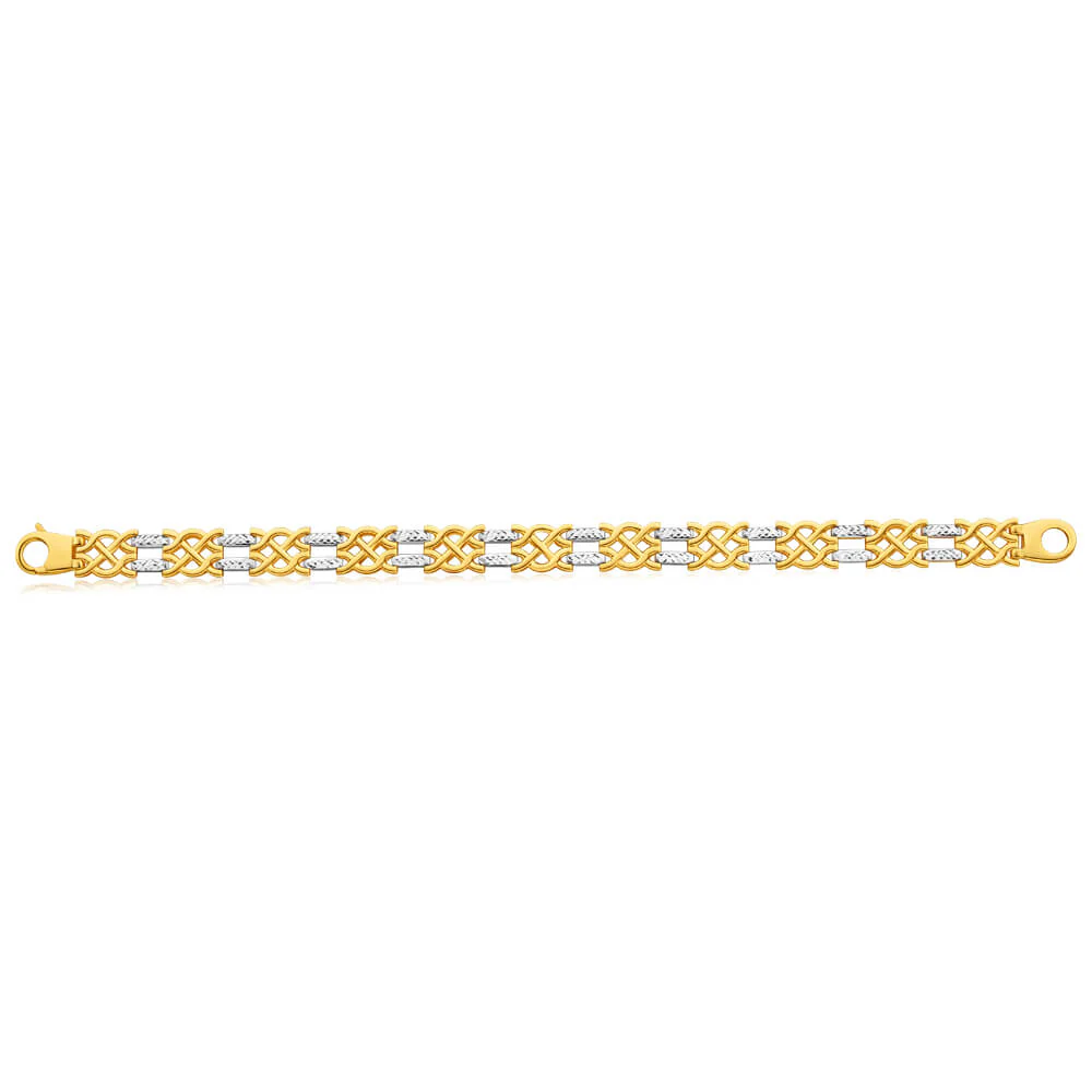 9ct Yellow & White Gold Dazzling Fancy Bracelet