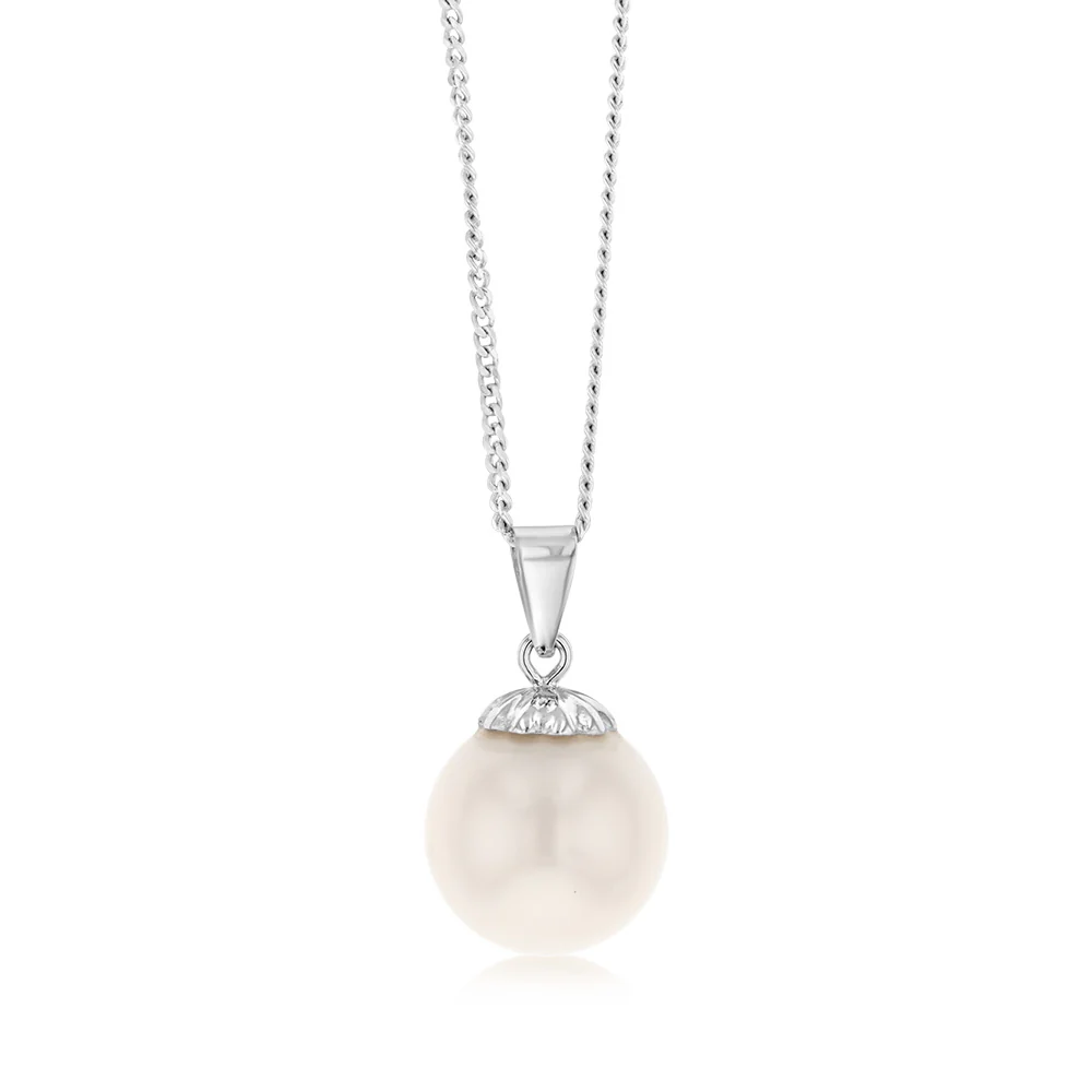 9-11mm White South Sea Pearl Pendant in 14ct White Gold