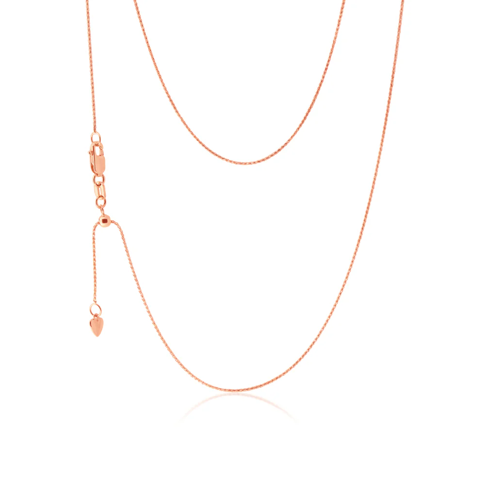 9ct Rose Gold Wheat Link Extender Chain 47cm