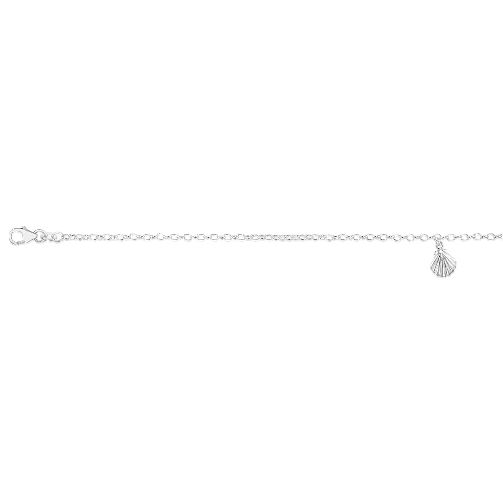 Sterling Silver Sea Shell Charm Anklet 23+2cm