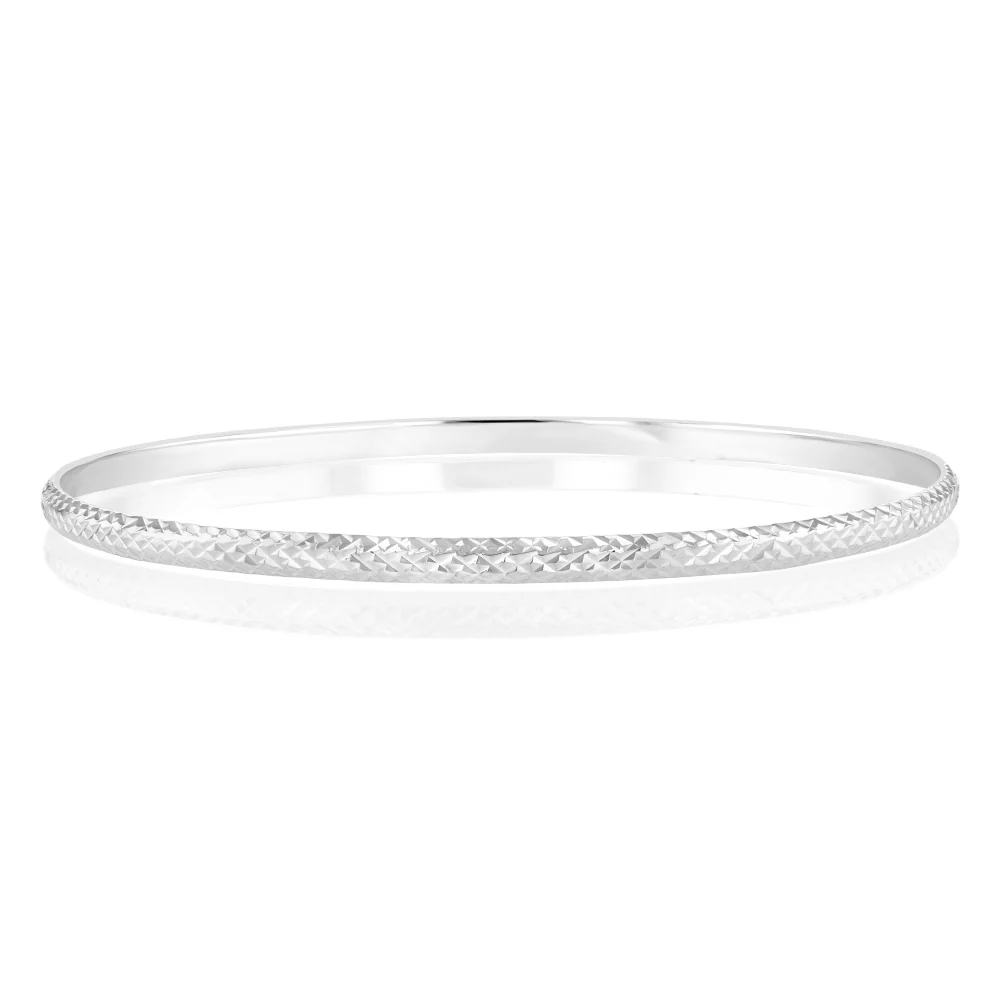 Sterling Silver Patterned Bangle 65mm