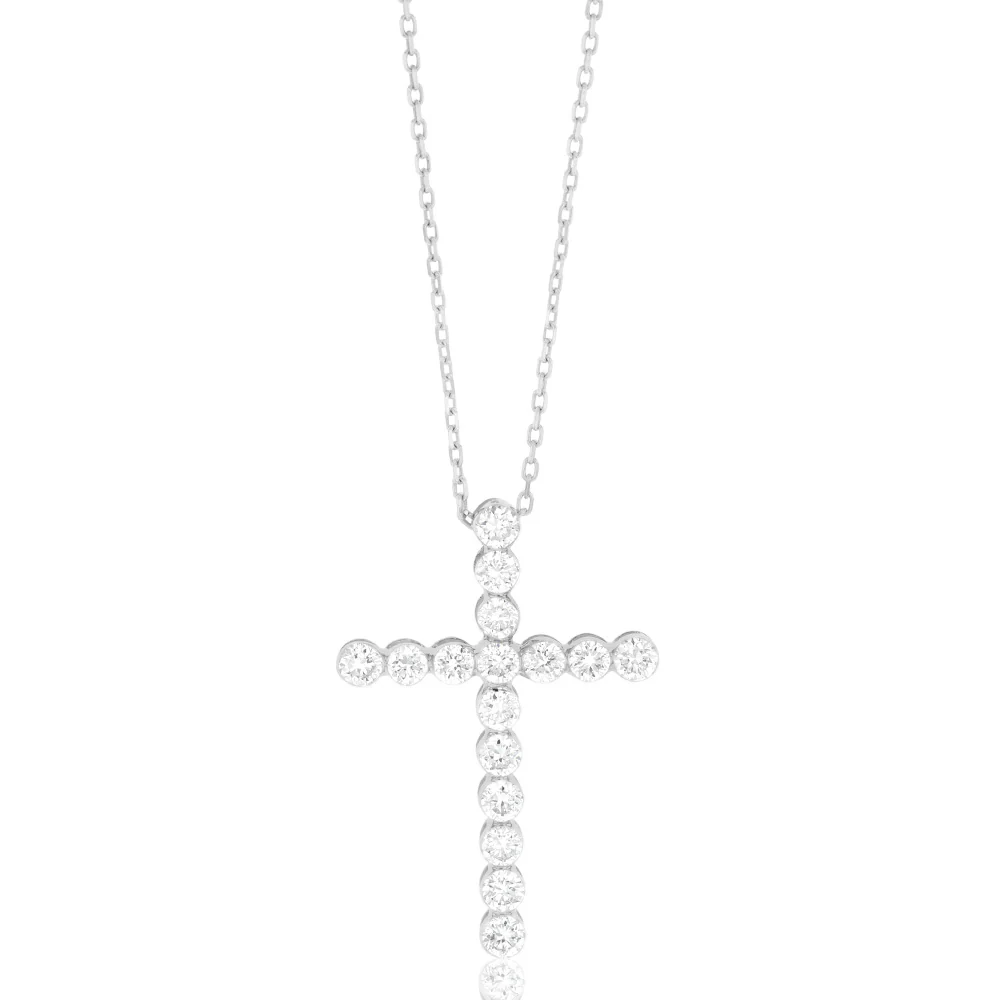 Luminesce Lab Grown 9ct White Gold 0.95 Carat Diamond Cross Pendant