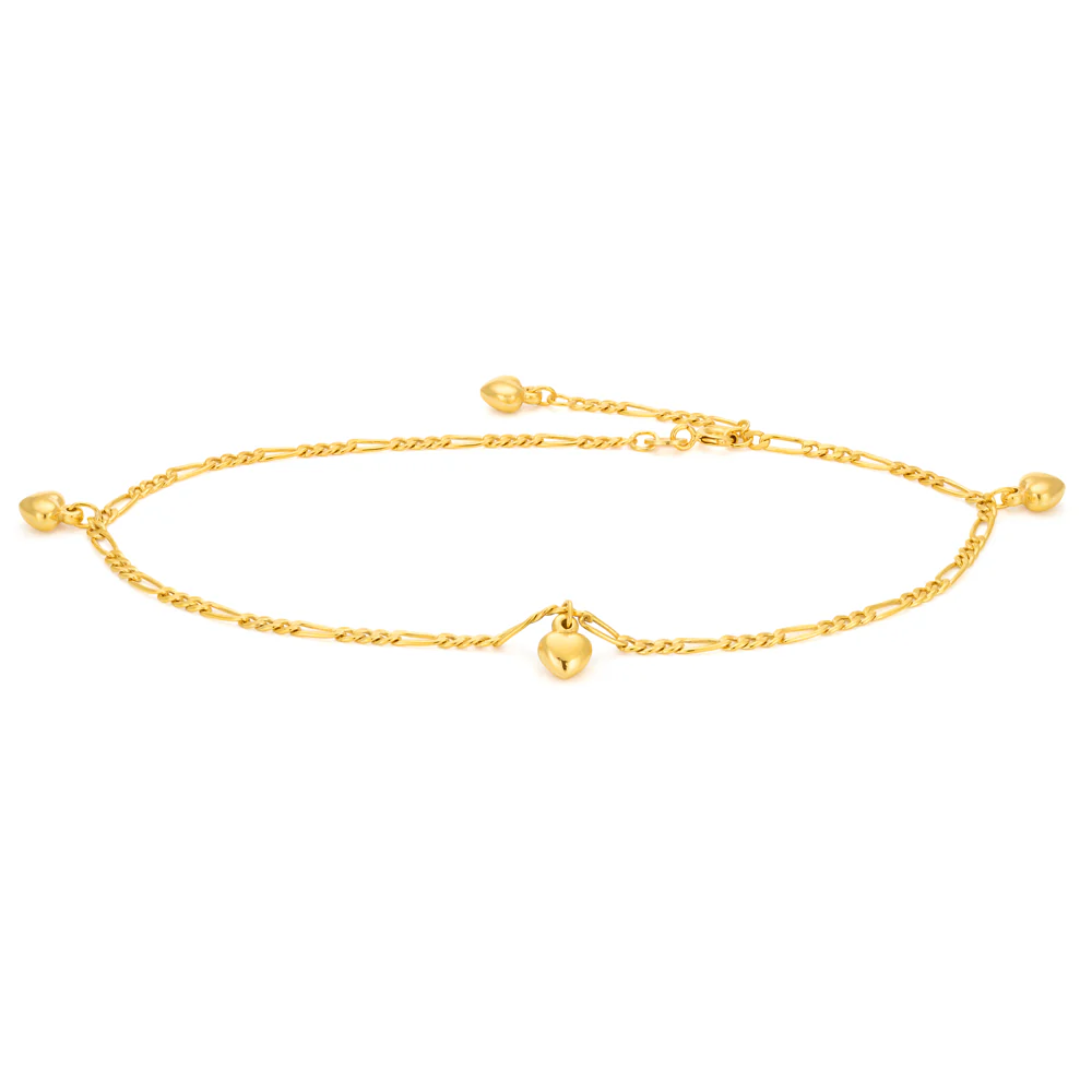 Gold Filled Heart Charm Anklet 27cm