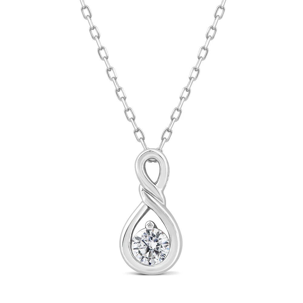 Luminesce Lab Grown Infinity Diamond Pendant 10ct White Gold