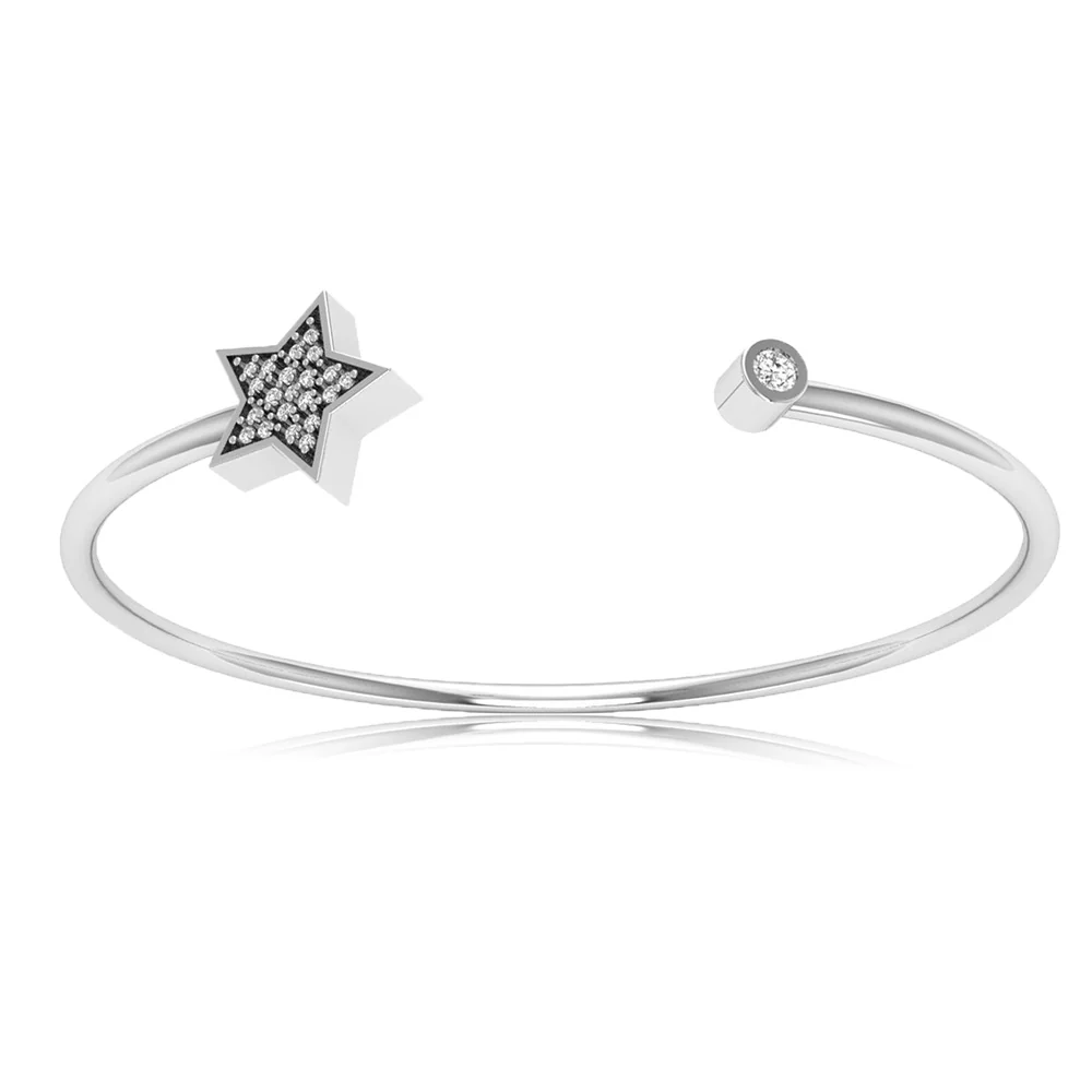 Sterling Silver CZ Star Adjustable Bangle