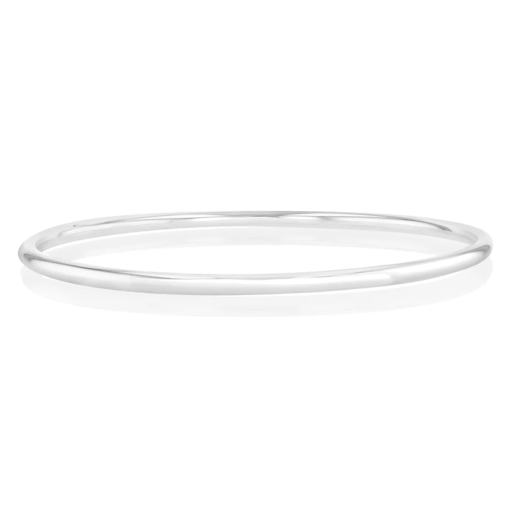 Sterling Silver 3mm Rounded Bangle 65mm