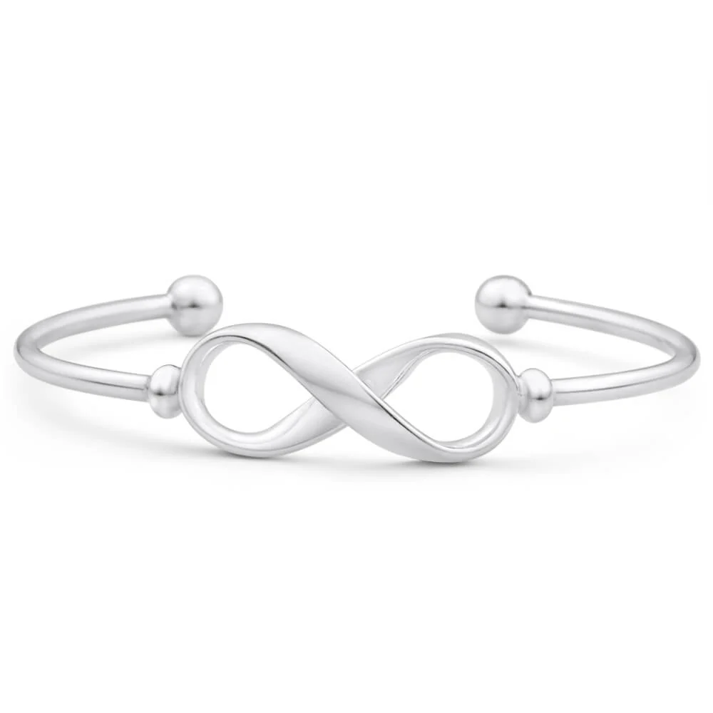 Sterling Silver Infinity Ball Torque Bangle