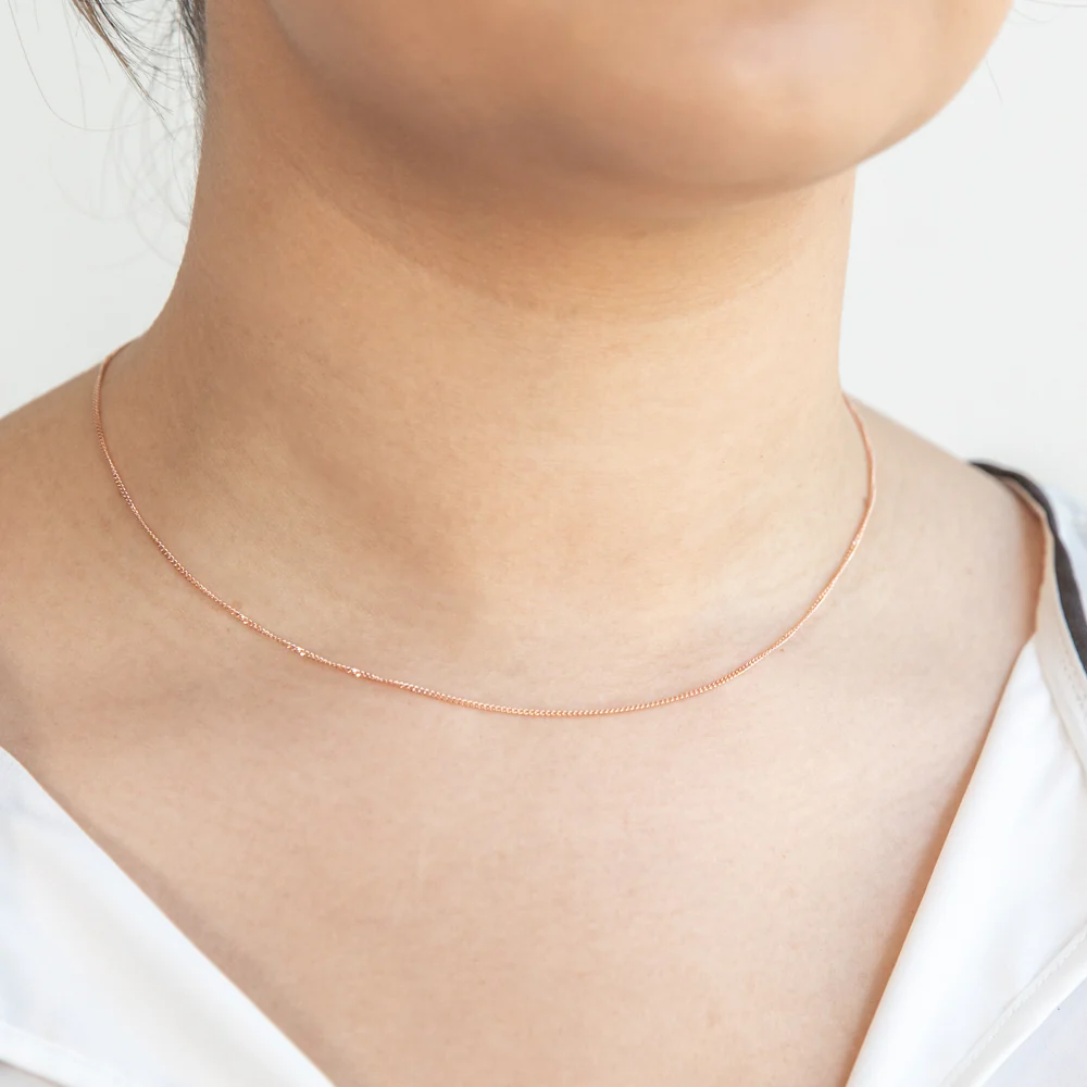 9ct Rose Solid Gold 31 Gauge Curb Chain 41cm