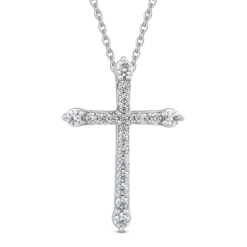 Luminesce Lab Grown Diamond Cross Pendant 10ct White Gold
