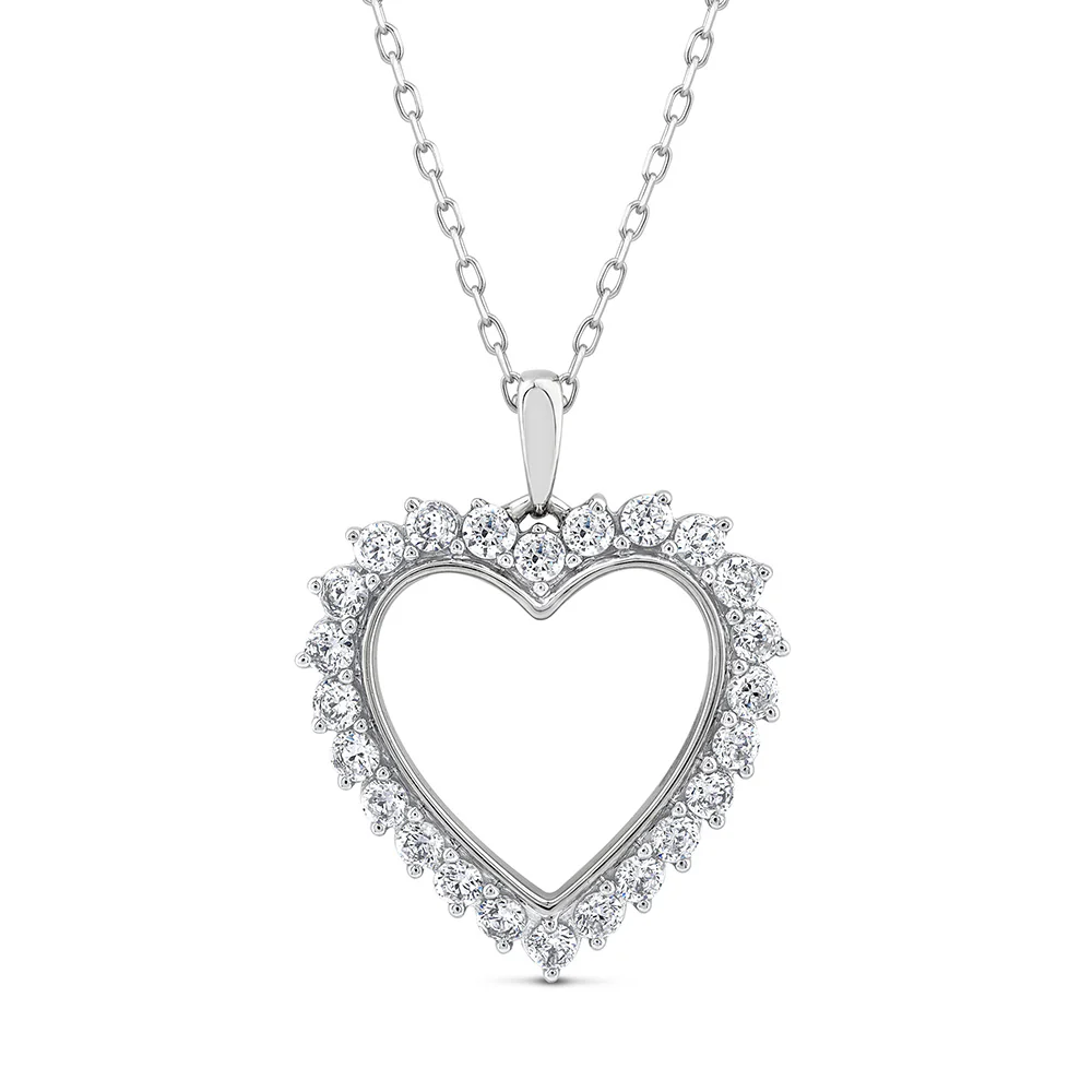 10ct White Gold Luminesce Lab Grown Heart Diamond Pendant
