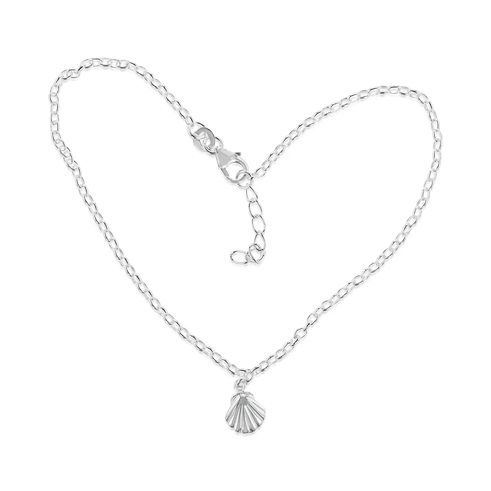 Sterling Silver Sea Shell Charm Anklet 23+2cm