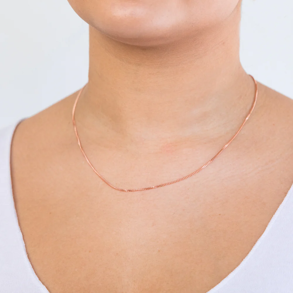 9ct Rose Gold Diamond Cut 45cm Curb Chain