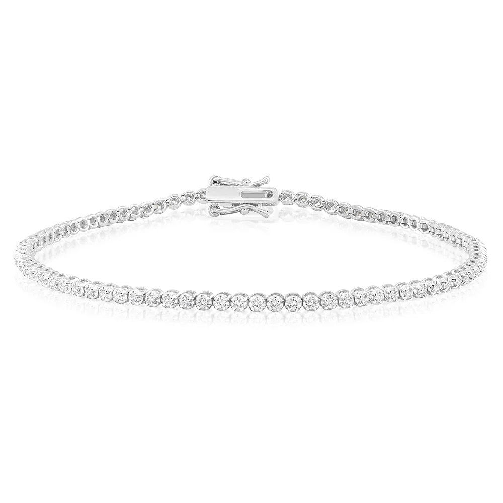 1/2 Carat Diamond Tennis Bracelet 9ct White Gold
