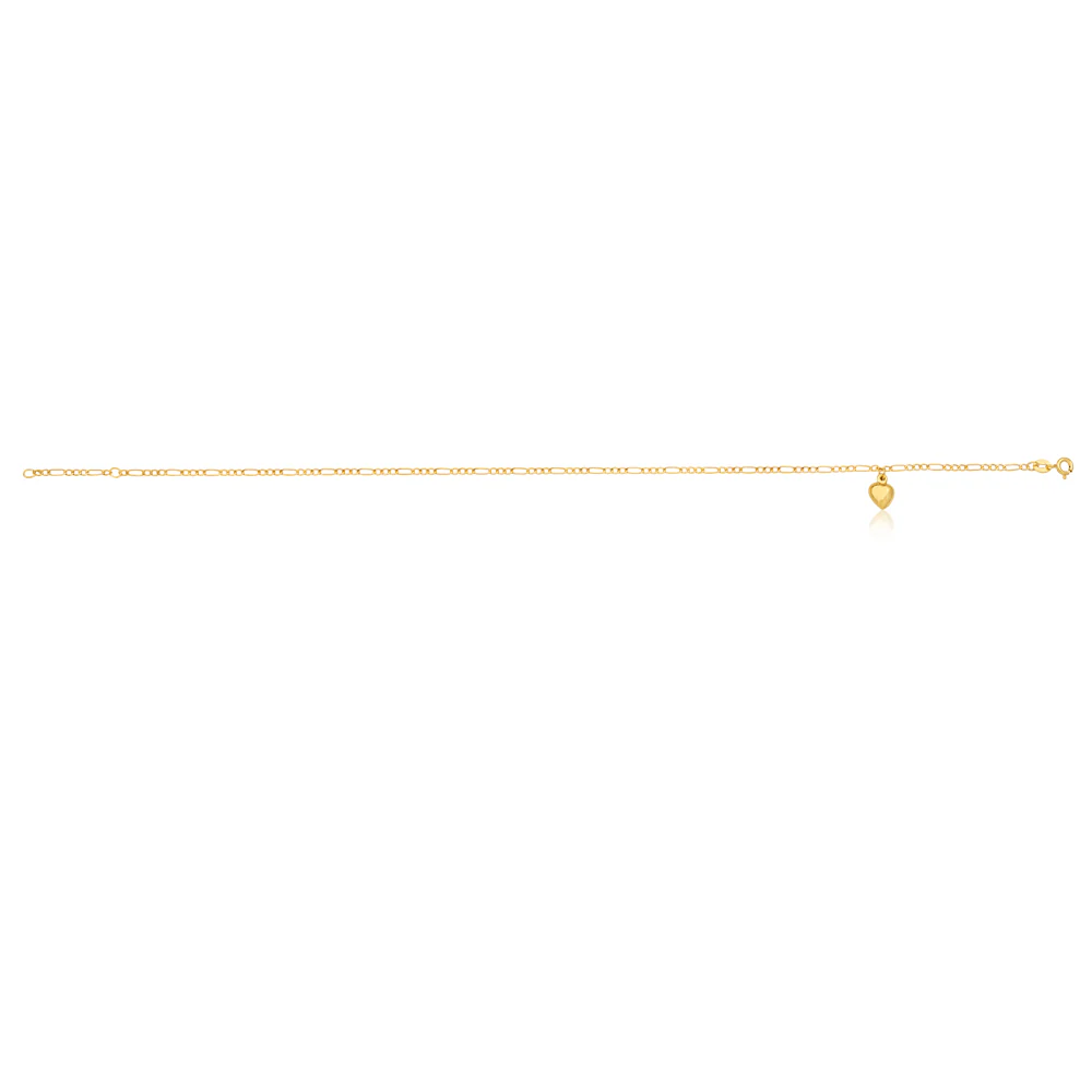 9ct Yellow Gold Figaro Anklet 29cm