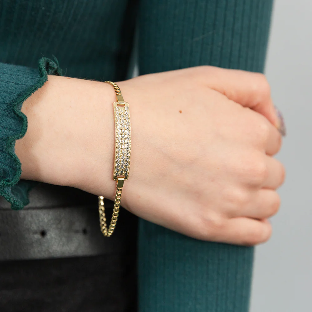 9ct Yellow Gold Diamond Cut 19cm ID Bracelet