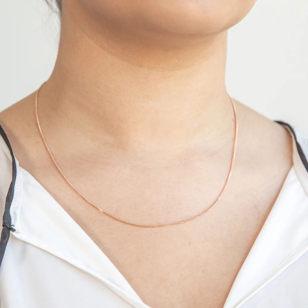 9ct Rose Solid Gold 40 Gauge Curb Chain 46cm