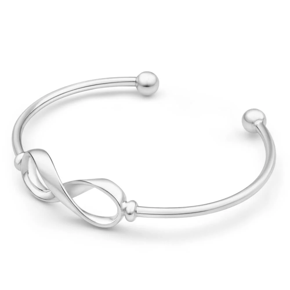 Sterling Silver Infinity Ball Torque Bangle