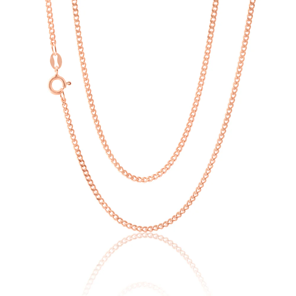 Sterling Silver Rose Plated 60 Gauge 50cm Curb Chain