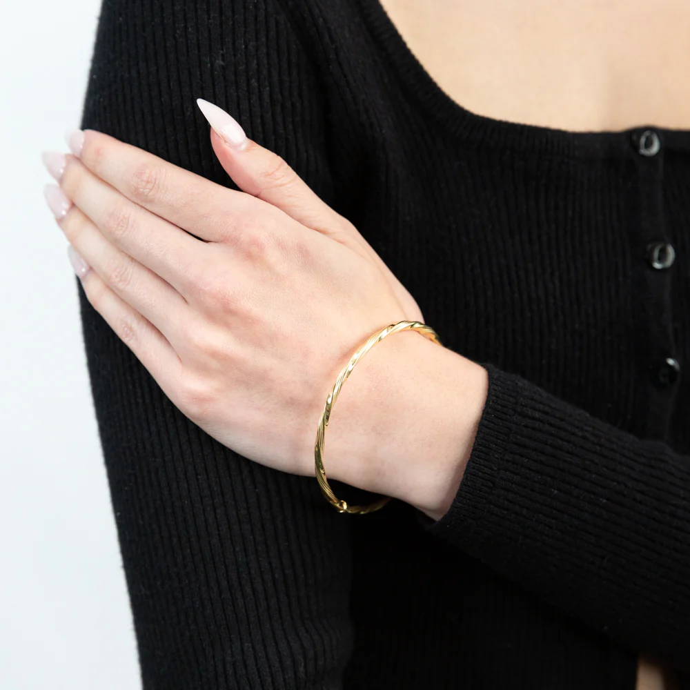 9ct Yellow Gold Silverfilled Twist Bangle