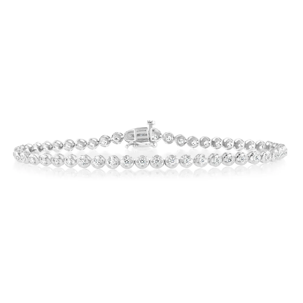 Luminesce Lab Grown 10ct White Gold 0.95 Carat Tennis Bracelet