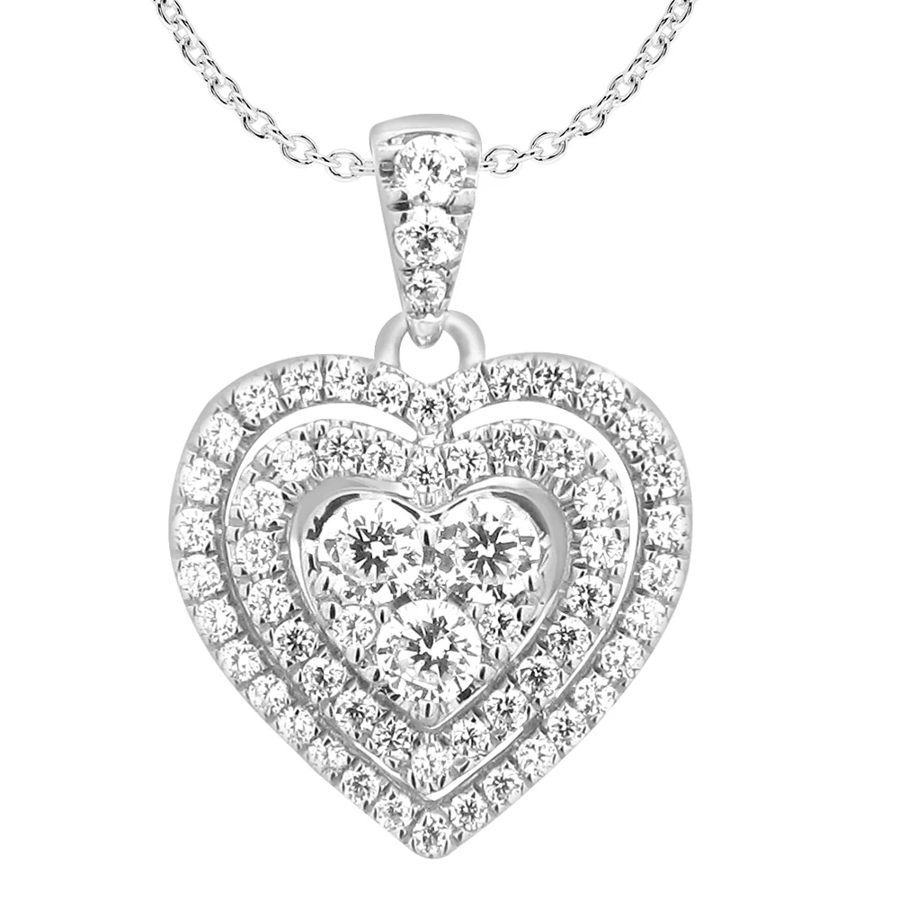 9ct White Gold Divine 1 Carat Diamond Heart Pendant