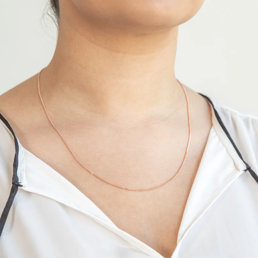 9ct Rose Solid Gold 40 Gauge Curb Chain 51cm