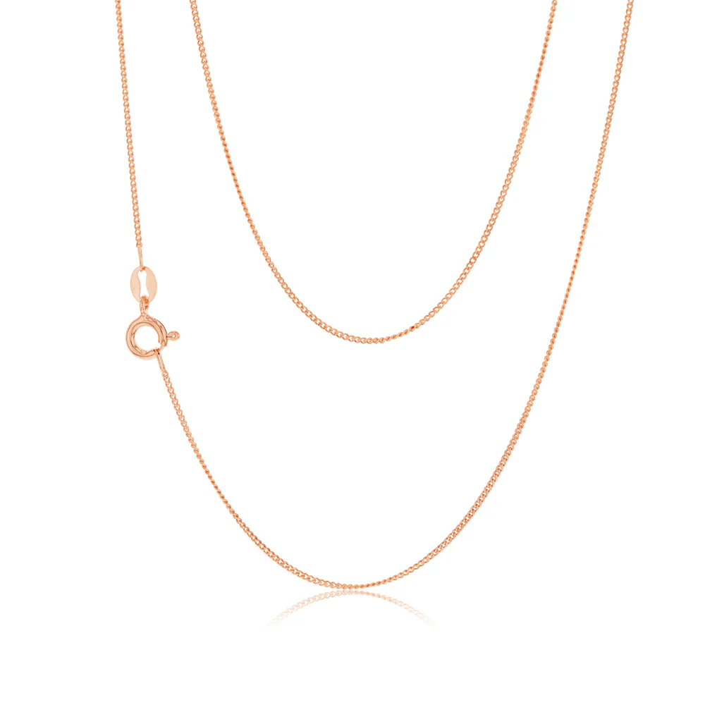Sterling Silver & Rose Gold Plated Curb Link Chain 45cm