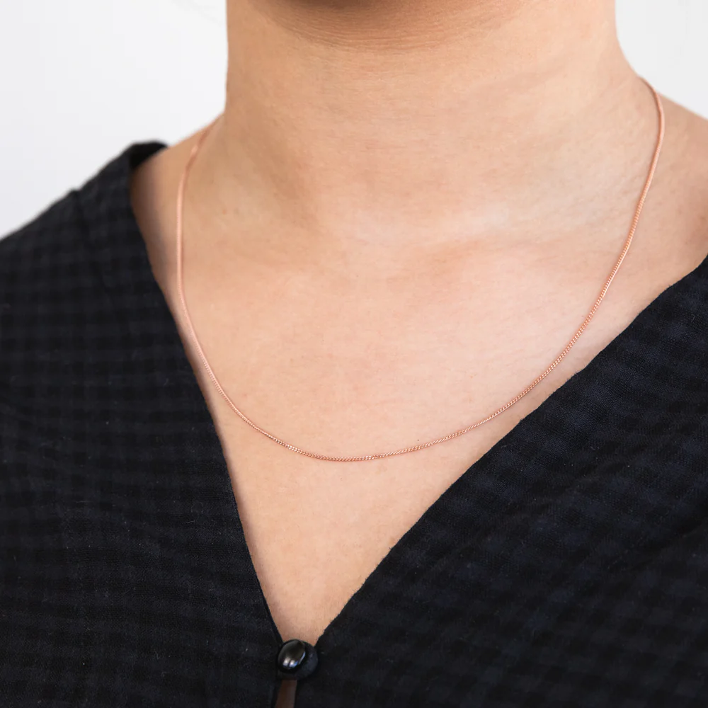 Sterling Silver & Rose Gold Plate Curb Link Chain 50cm